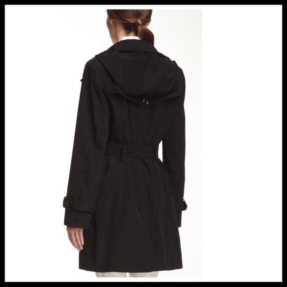 CK BLACK HOODED BELTED UTILITY COAT - Picture 3 of 8